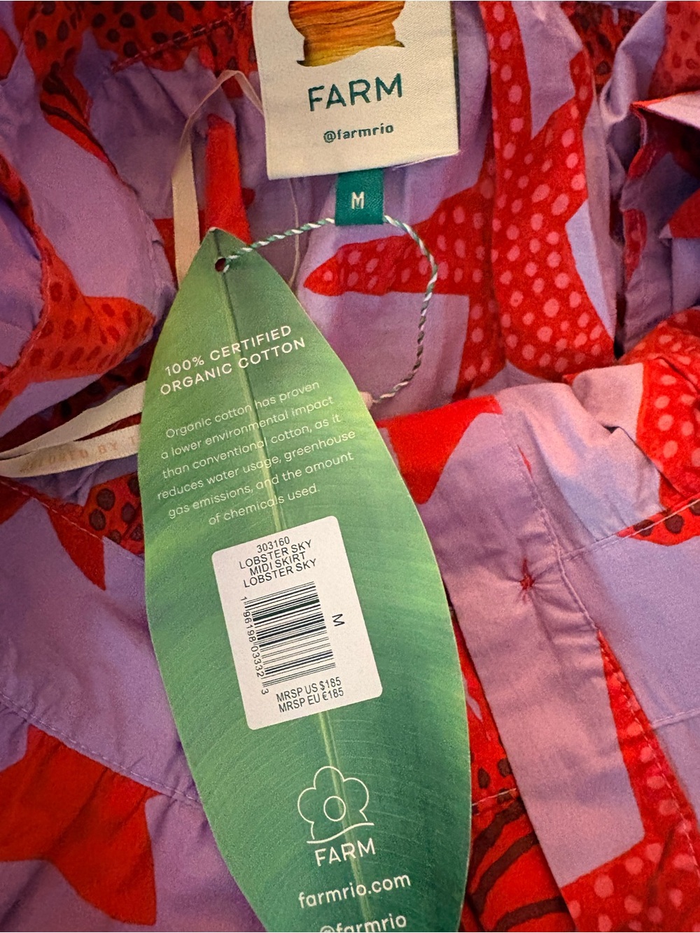 NWT Farm Rio Lobster Sky Midi Skirt Size Medium - Picture 3 of 3